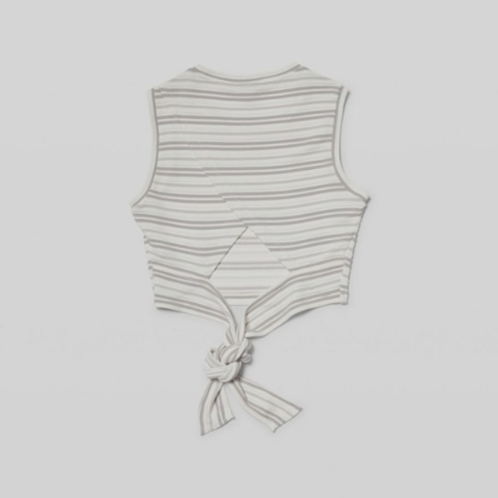 NWT Club Monaco Sleeveless Tie Back Striped Tricot L